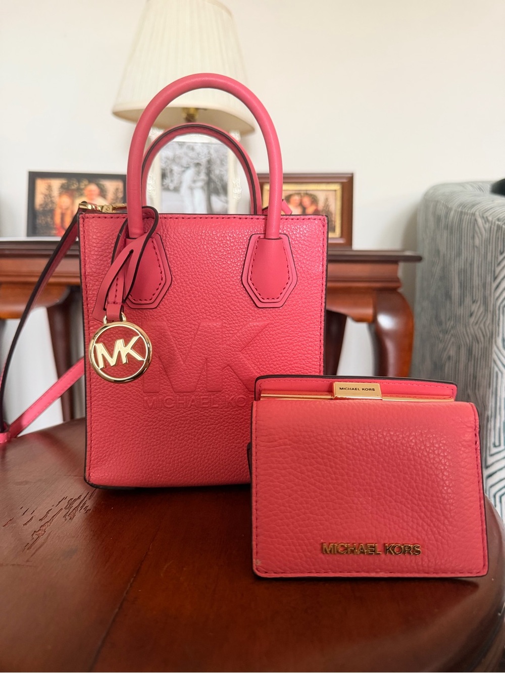 Michael Kors Coral Pink Mini Tote with Matching Wallet